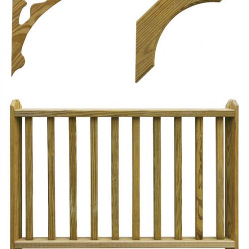 wooden rail and corner braces for gazebo