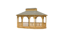 Wood Gazebo 12' x 22' Oval Single Roof with Bee's Wax Stain