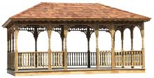Wood Gazebo 14' x 16' Rectangle with Turned Posts, Queen Anne Braces, and composite decking