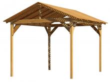 wood pavilion with lattice roof