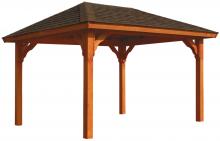 10'x12' Wood Hip roof Style Pavilion with Redwood Stain